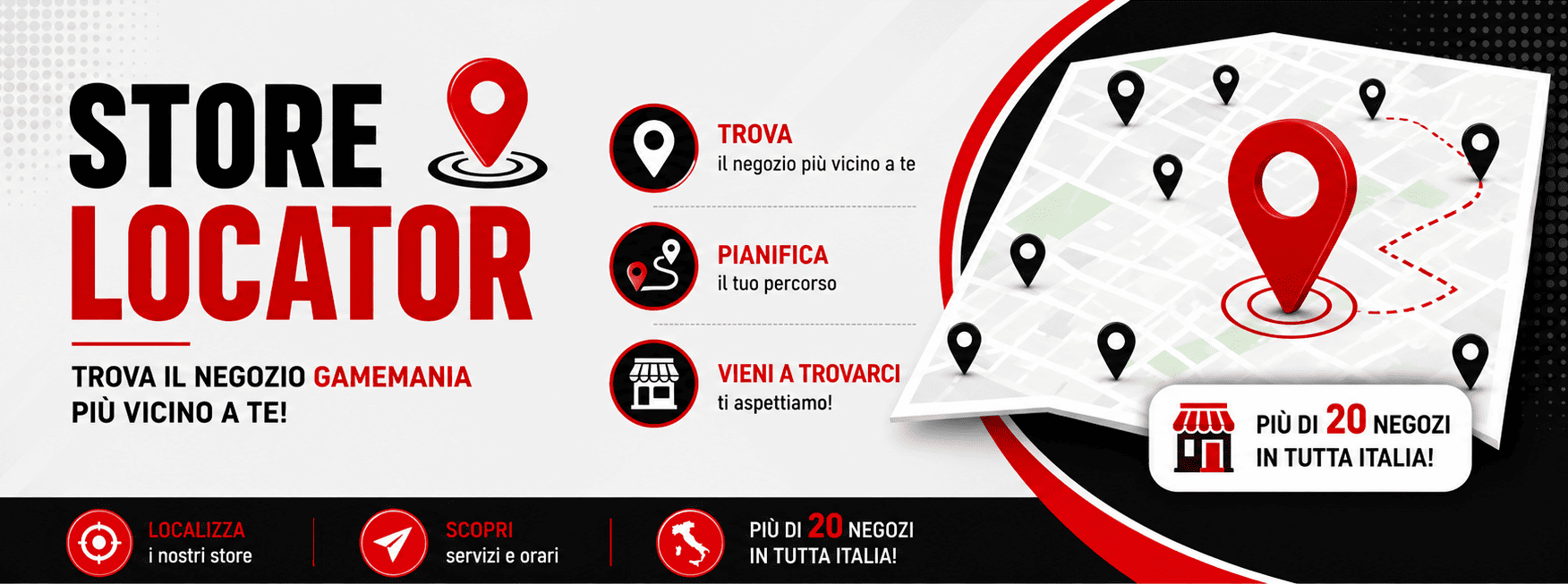 Mappa Negozi e Franchise Gamemania in Italia